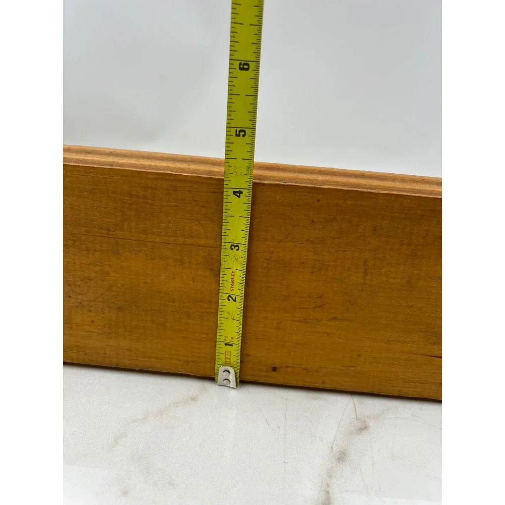 Vintage Pine Wood Wall Shelf with 3 Pegs Scalloped Edge 24 Inch Made in USA